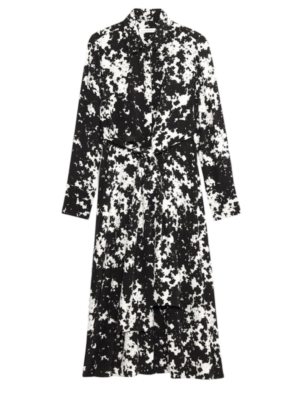 Banana Republic NWOT Black and Cream Printed Long Sleeve Wrap Dress - Picture 2 of 3